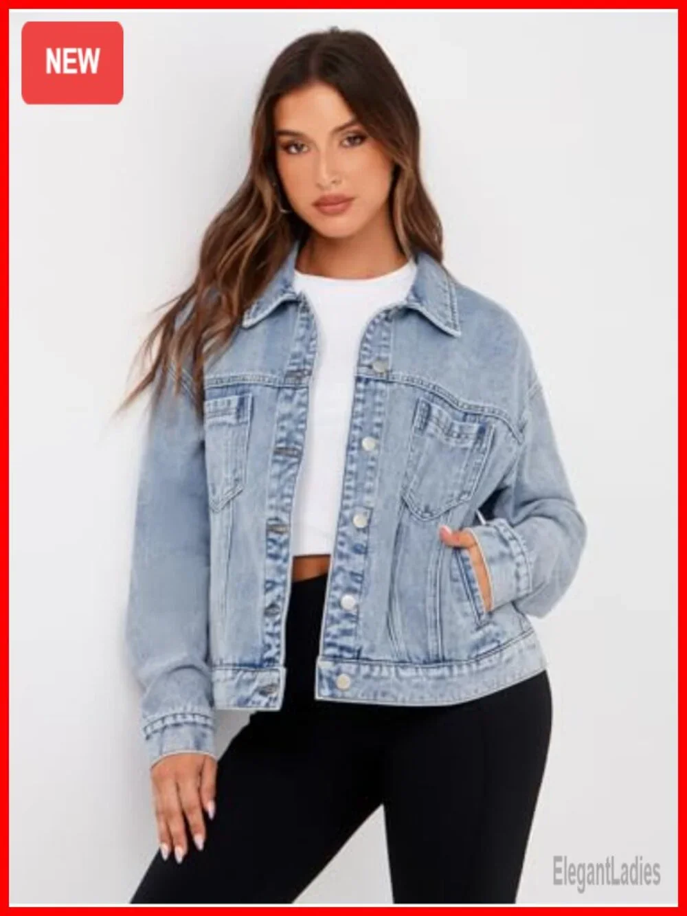 Oversized Denim Jacket Long Sleeve Button Down 80s Vintage 90s Y2K Trendy